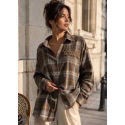 Iconic Check Shirt- Brown PRE-ORDRE UGE 44