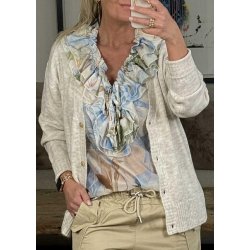 Iris V-neck Cardigan- Oatmeal Melange