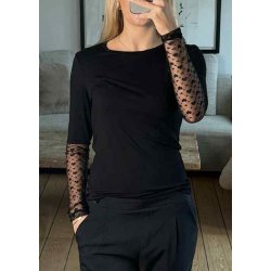 Isa Ls Lace Sleeve Blouse-black big hearts