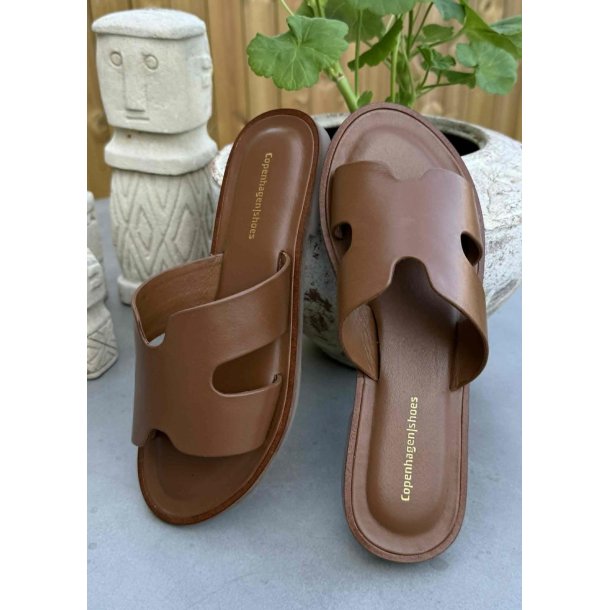 Ivy Leather Sandals- Cognac