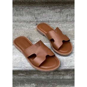 Ivy Leather Sandals- Cognac