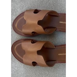 Ivy Leather Sandals- Cognac