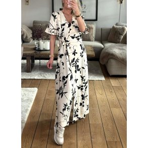 Jacira s/s Re Long Wrap Dress- Sandshell