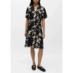 Jacira ss Shirt Dress- Black simple flower