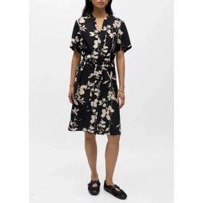 Jacira ss Shirt Dress- Black simple flower