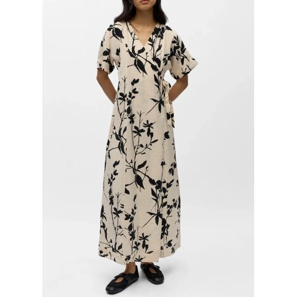 Jacira s/s Re Long Wrap Dress- Sandshell