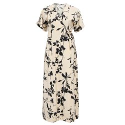 Jacira s/s Re Long Wrap Dress- Sandshell