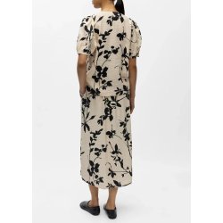 Jacira s/s v-neck Top- Sandshell Simple Flower