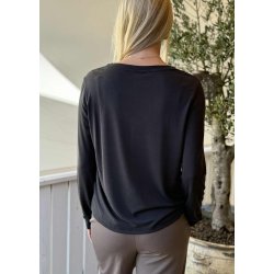 Jannie Re l/s V-neck Top Black