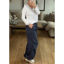 Jannie Re l/s V-neck Top-White