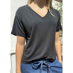 Jannie  V-neck T-shirt- Black