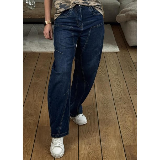 Jewelly Barrel Jeans 8699-Dark blue