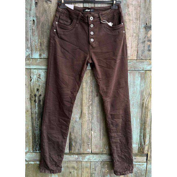 Jewelly Denim Pants 8710- Brown