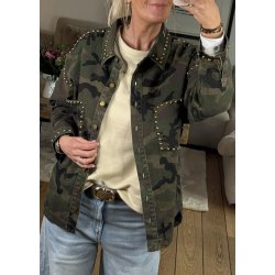 Jewelly Nittet Denim jacket- army/ gold
