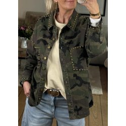Jewelly Nittet Denim jacket- army/ gold