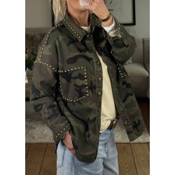 Jewelly Nittet Denim jacket- army/ gold