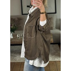 Jewelly Nittet Denim jacket- Taupe/ Silver