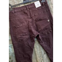 Jewelly Studded Pants 5087-  Bordeaux