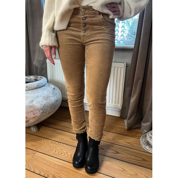 Jewelly Velvet Pants- Light camel 