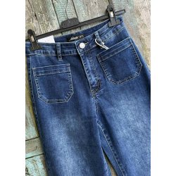 Jewelly Wide Denim Pants 8696- Blue