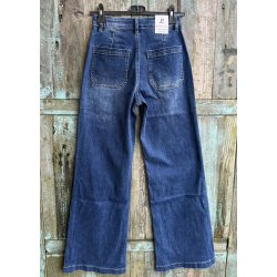 Jewelly Wide Denim Pants 8696- Blue