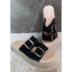 Joia Lace Sandals- Black