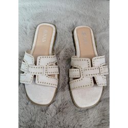Joia Studded Sandals- Beige