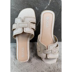 Joia Studded Sandals- Beige
