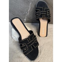 Joia Studded Sandals- Black