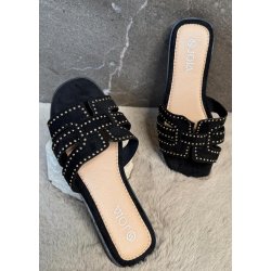 Joia Studded Sandals- Black