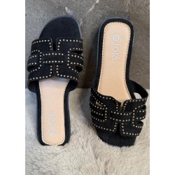 Joia Studded Sandals- Black