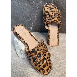 Joia Studded Sandals- Leopard