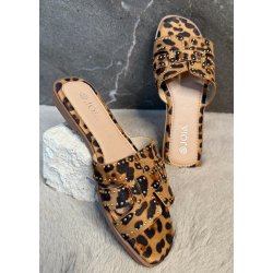 Joia Studded Sandals- Leopard