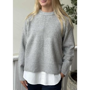 Juno Ls O-neck Knit- Light Grey Melange