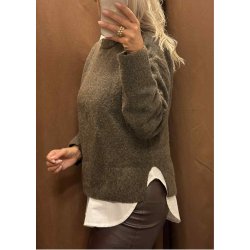 Juno Ls O-neck Knit- Morel Melange