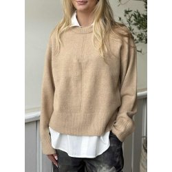 Juno Ls O-neck Knit-Tannin / Melange