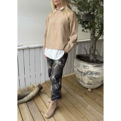 Juno Ls O-neck Knit-Tannin / Melange
