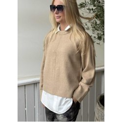 Juno Ls O-neck Knit-Tannin / Melange