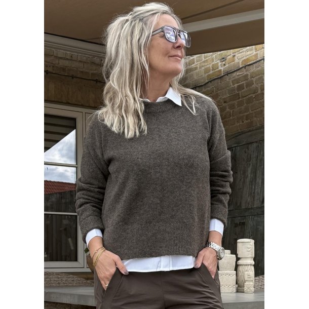 Juno Ls O-neck Knit- Morel Melange