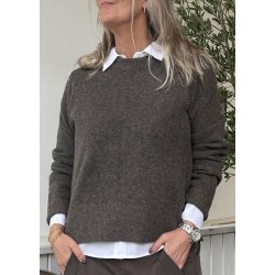 Juno Ls O-neck Knit- Morel Melange