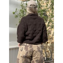 Kaisa Flora 3/4 Knit Cardigan- Seal Brown