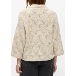 Kaisa Flora 3/4 Knit Cardigan- Birch/ Melange