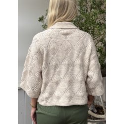 Kaisa Flora 3/4 Knit Cardigan- Birch/ Melange