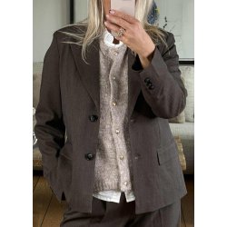 Kara Ls Lo Blazer-Seal Brown Melang