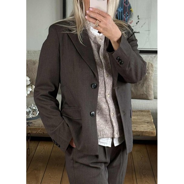 Kara Ls Lo Blazer-Seal Brown Melang