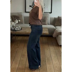 Kate Wide Belt Pants- Dark Blue