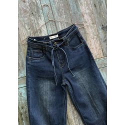 Kate Wide Belt Pants- Dark Blue