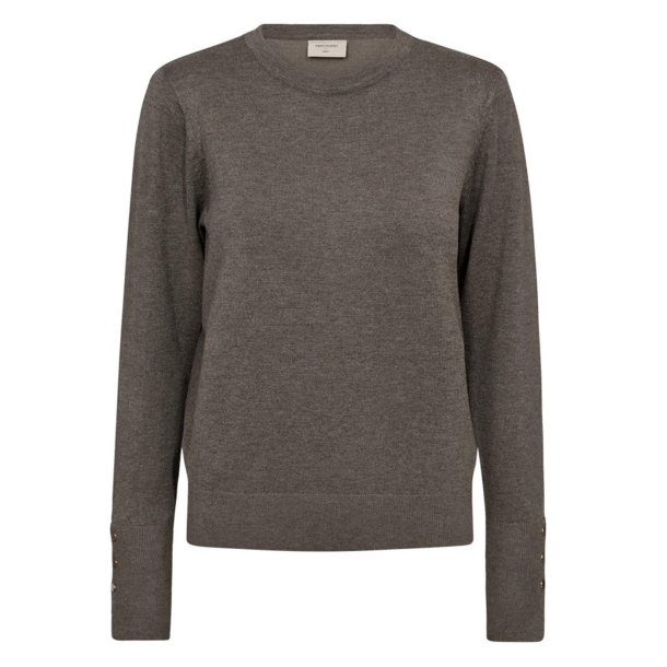Katie Oneck Button Pullover-Morelmelange