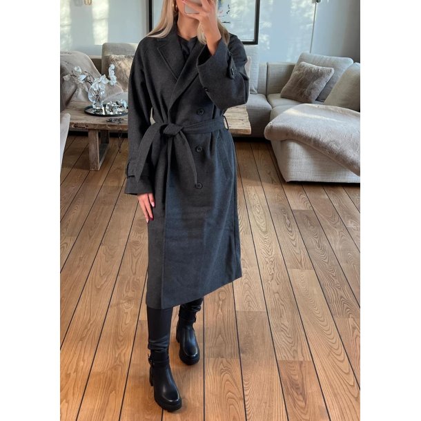Keily LS Coat- Dark Grey Melange