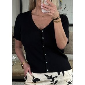 Kelly s/s Re V-neck Cardigan- Black